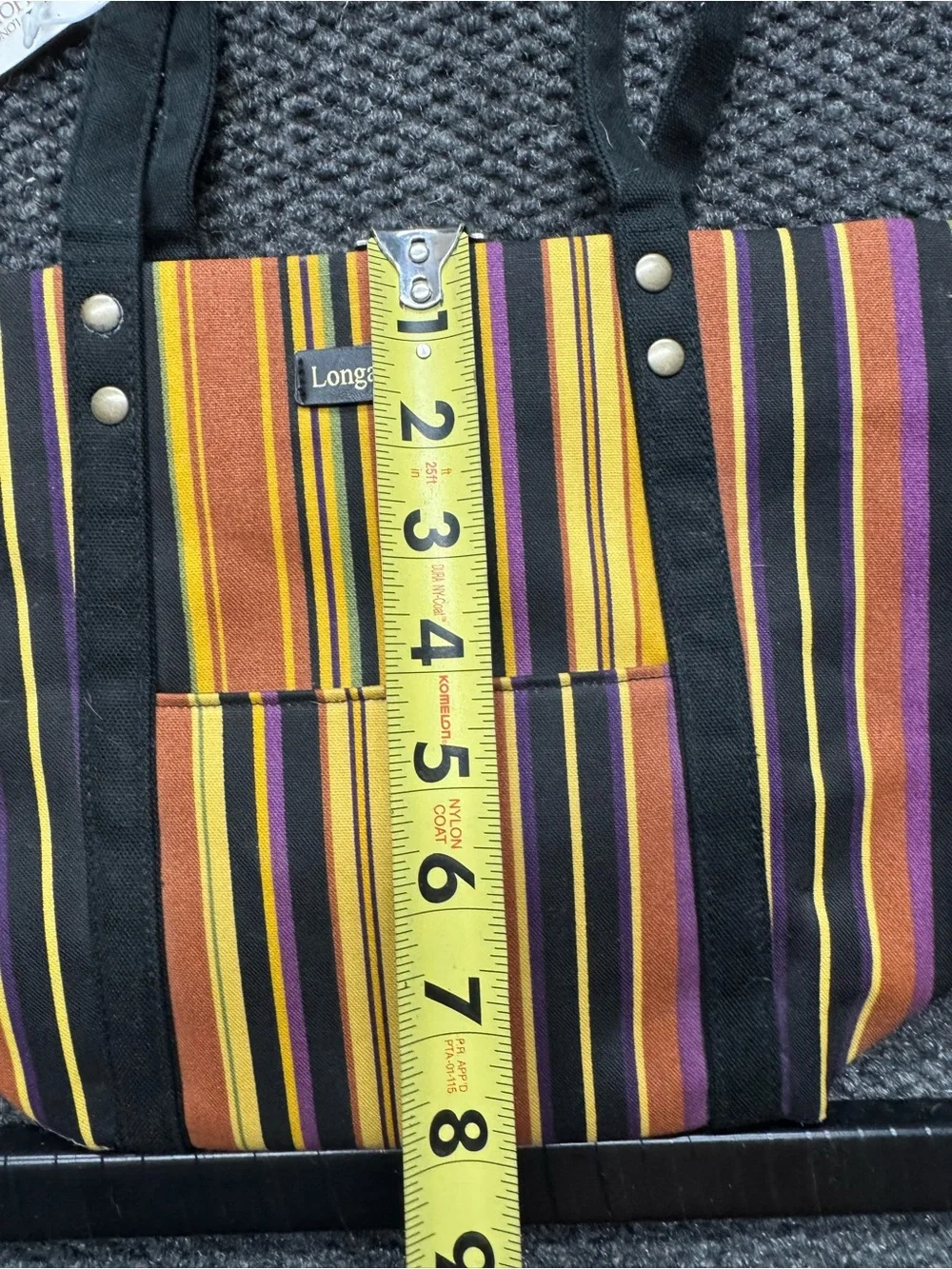 Longaberger Striped Tote in Yellow, Black, Brown & Purple